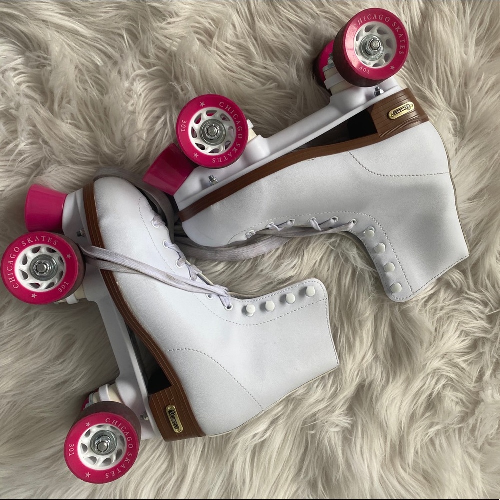 White Roller Skates with Hot Pink Wheels